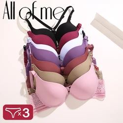 3Pcs Front buckle Sexy Bra Beautiful Back Gathered Lingerie Lace Bra Small Chest Adjustable Bra Women's Upper Support Lingerie