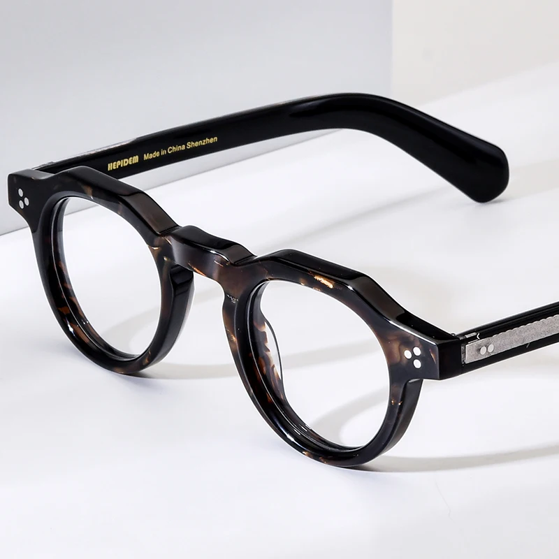 HEPIDEM Thick Acetate Eyeglasses Frame Men Retro Glasses Women Famous Brand Designer Square Japanese Handmade Spectacles 9411