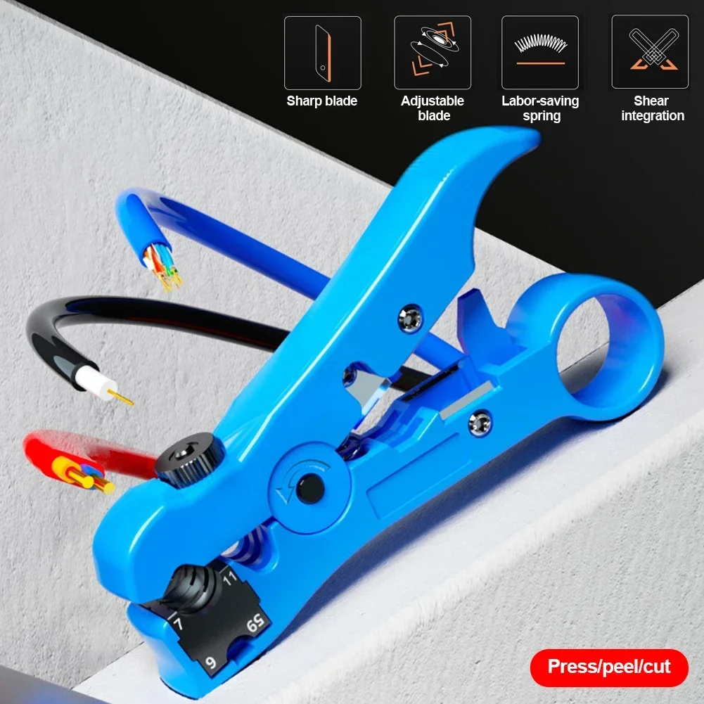 Automatic Cable Wire Stripper Electric Stripping Tools for UTP STP RG59 RG6 RG7 RG11 Multi-functional Cutter Striper Multi Tool