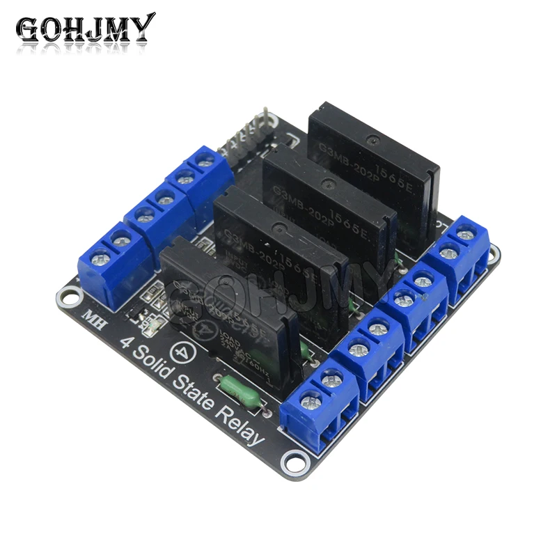 Low Level 5V 4 Channel Solid State Relay Module SSR G3MB-202P 240V 2A Output with Resistive Fuse