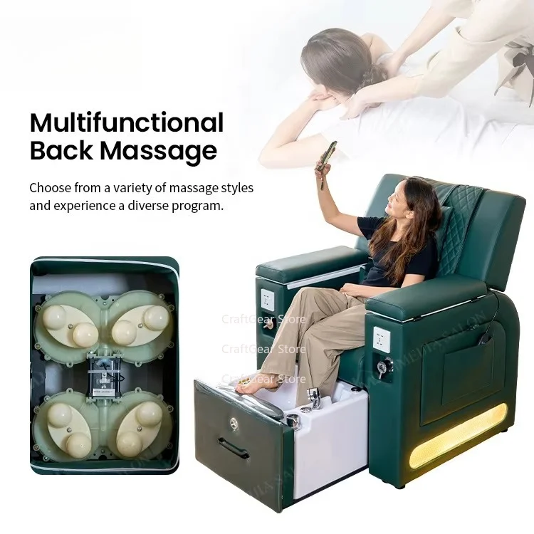 Salon Station Foot Spa Basin Manicure and   Massage Foot Chair with Pump Drain