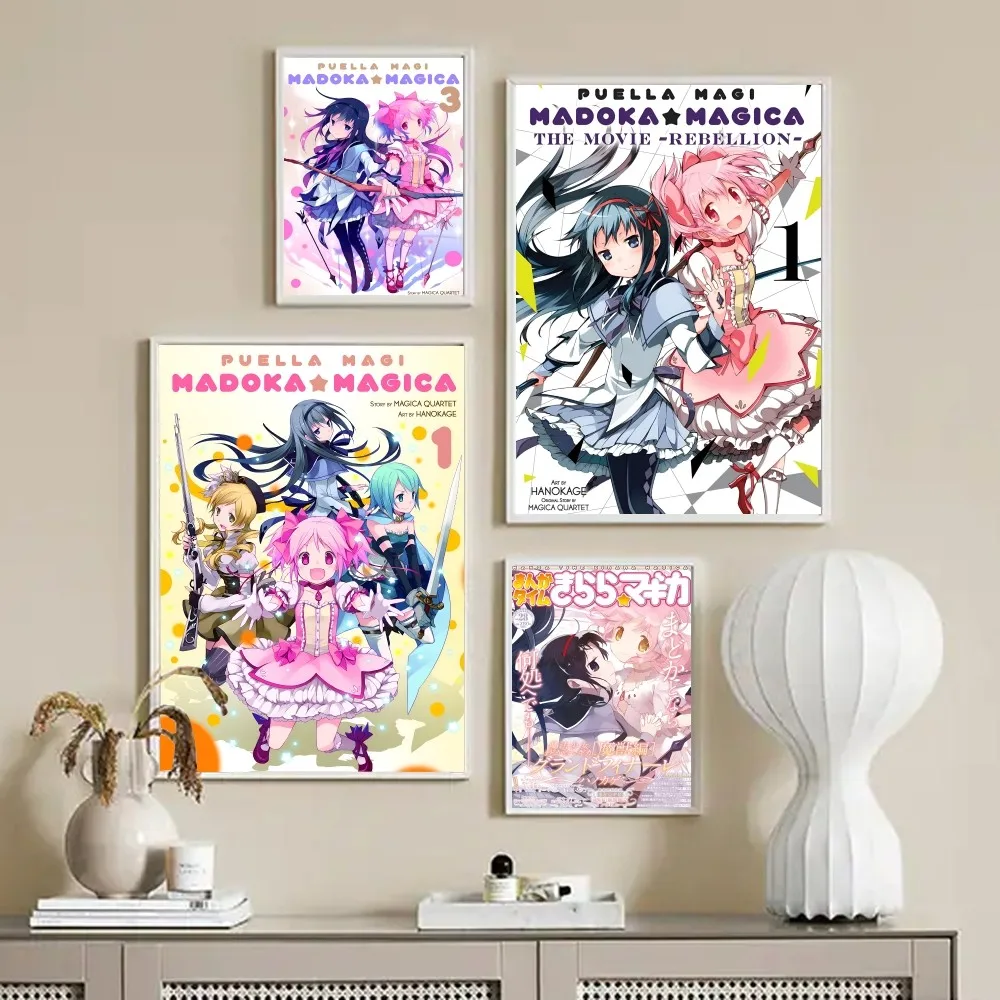 Anime Puella Magi Madoka Magica Cartoon Posters Stickers Living Room Bedroom Entrance Cafe Wall Art Decoration Painting Room