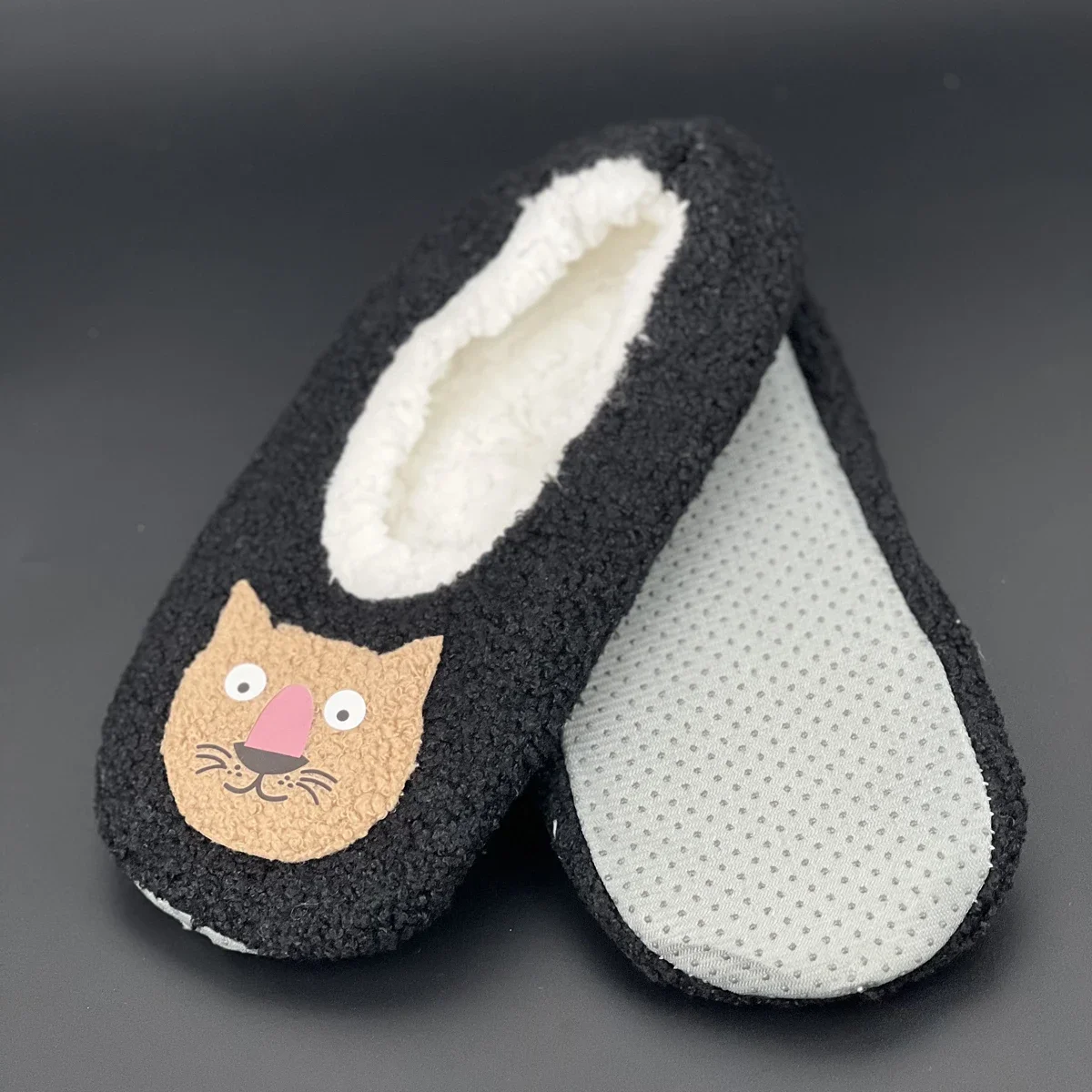 

Home Fuzzy Slipper Women Winter Cat Head Fur Contton Warm Plush Non Slip Grip Indoor Fluffy Lazy Female House Floor Shoe Room