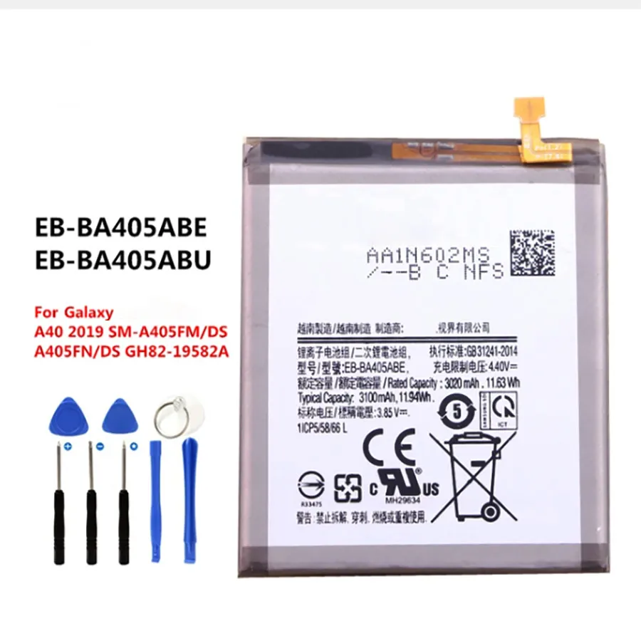 1x EB-BA405ABE EB-BA405ABU 3100mAh Battery For Galaxy A40 2019 SM-A405FM A405FN