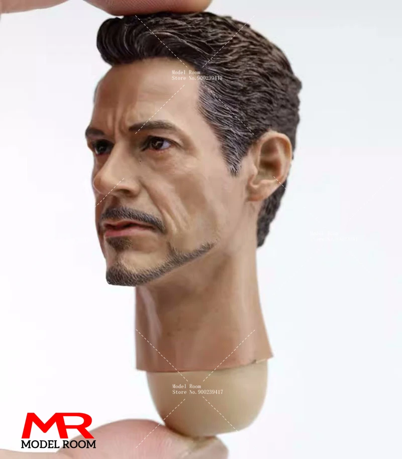 Sculpture de tête de soldat masculin, échelle 1/6, Tony Robert Downey Jr, mise en œuvre avec cou, convient à 12 figurines d'action en effet, modèle de corps