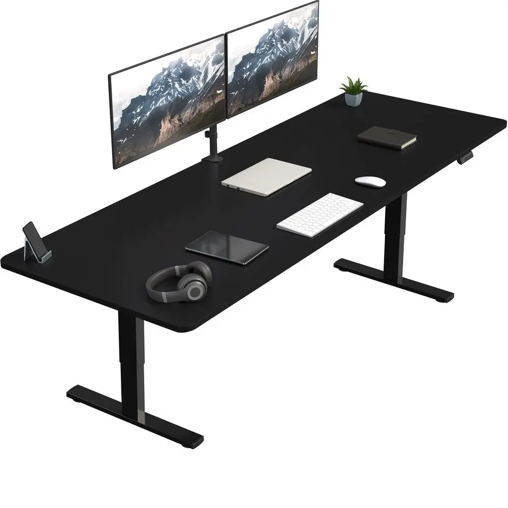 

Large Electric 83 x 30 in Standing Desk, Memory Height Adjustment, 1B Series, Holds 220 lbs, Black Top Black Frame, DESKKIT1B8B