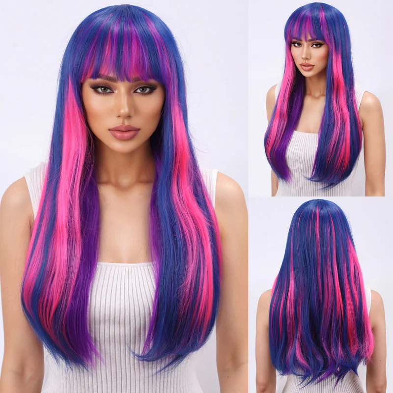 Cosplay My Little Twilight Sparkle and Pony mixed purple long straight hair high-temperature fiber anime wig