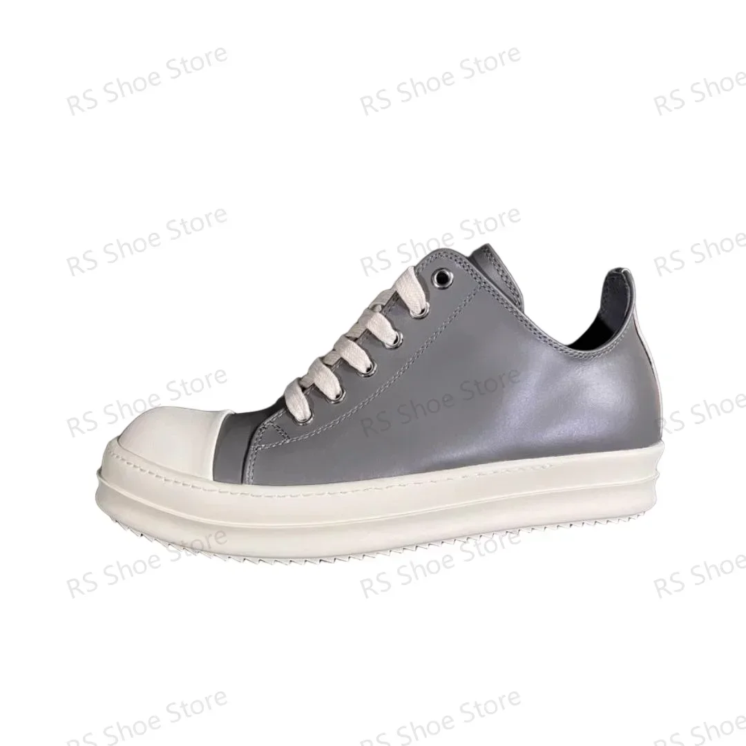 

Ro Design Luxury Casual Shoe Men Boots Women Sneaker Low Top Shoes Luxury Lace-up Grey Leather Classics Cowhide Sneakers