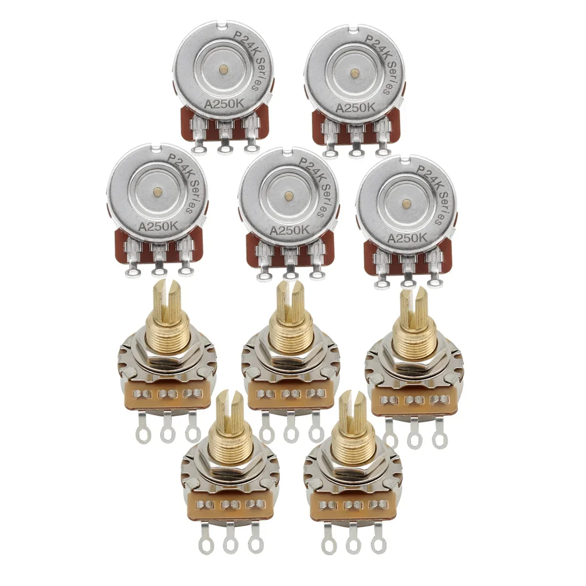 

10PCS 24-Tooth Guitar Potentiometer Brass Long Shaft Pots A250k/B250k Choose for Bass Guitar