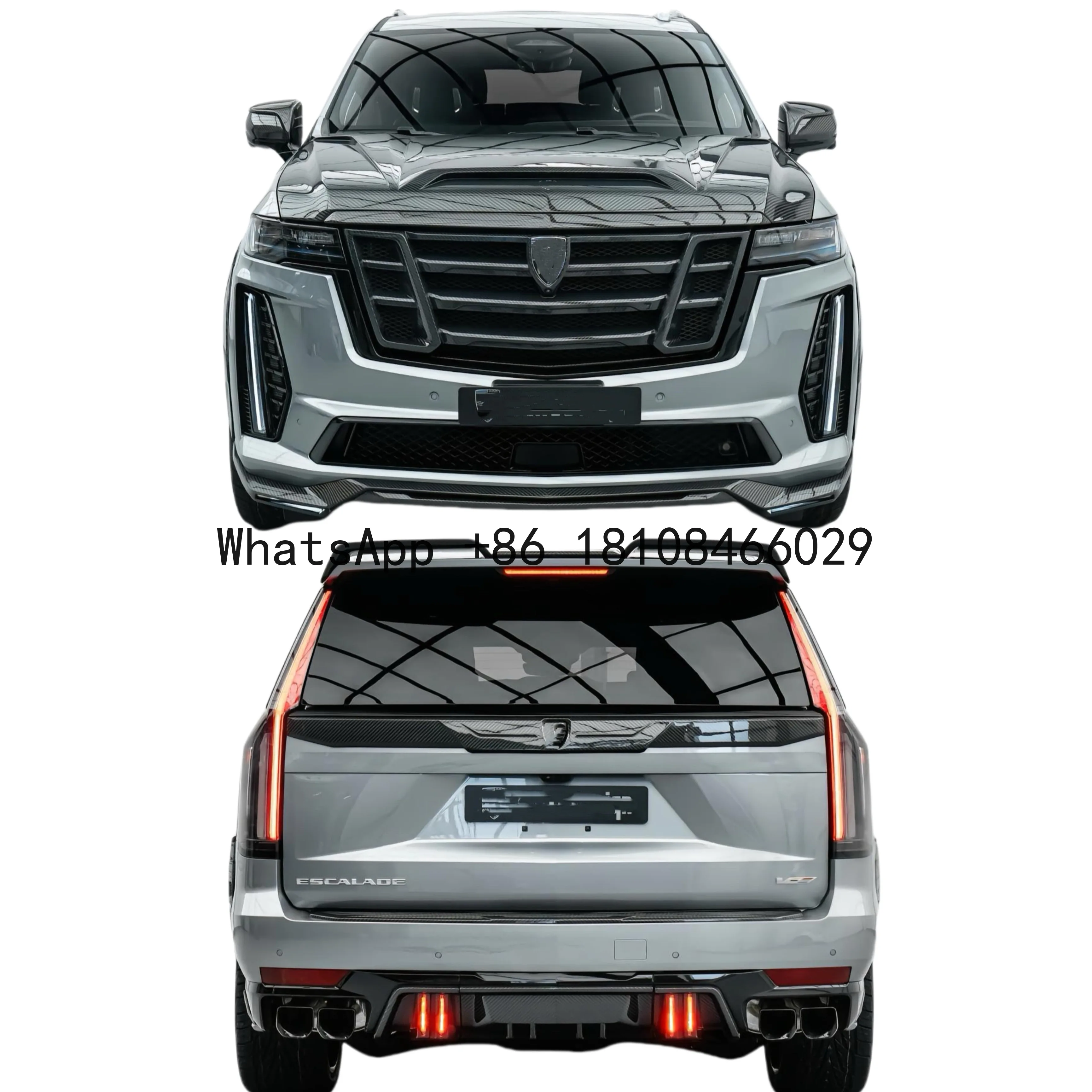 LD Style Body Kit for Cadillac Escalade Carbon Fiber Front Lip Rear Diffuser Spoiler Hood Grill Wide Body Kit