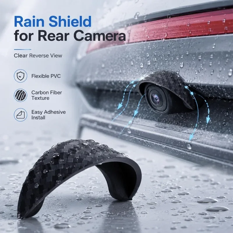 New Carbon Fiber Texture Car Backup Camera Rain Cover Universal Car 360° Camera Waterproof Rain Shield Auto Accessories