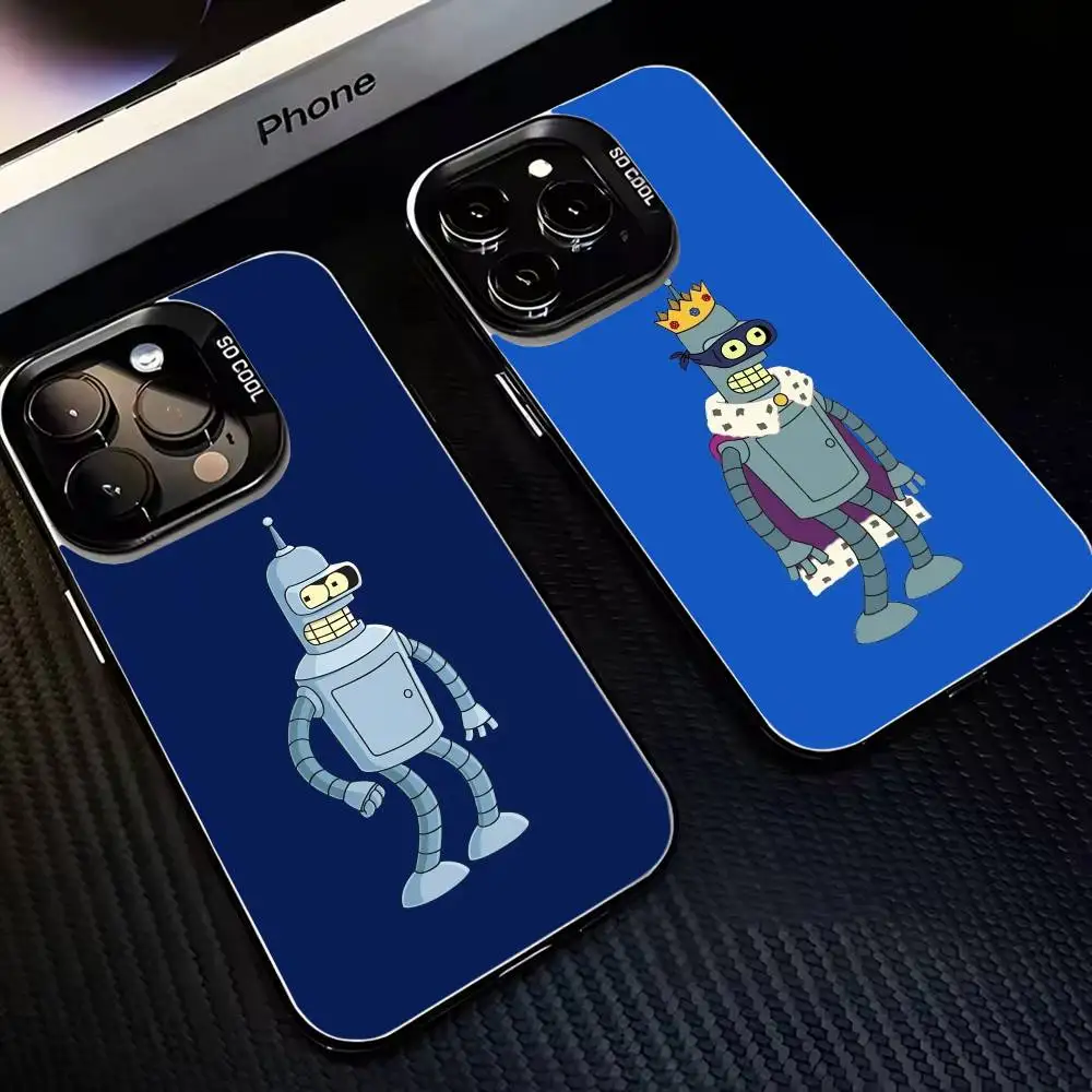 

Cartoon F-FuturamaS B-Bender Phone Case For iPhone 16,15,14,13,12,11,Mini,Pro,MAX Black Matte Shockproof Cover
