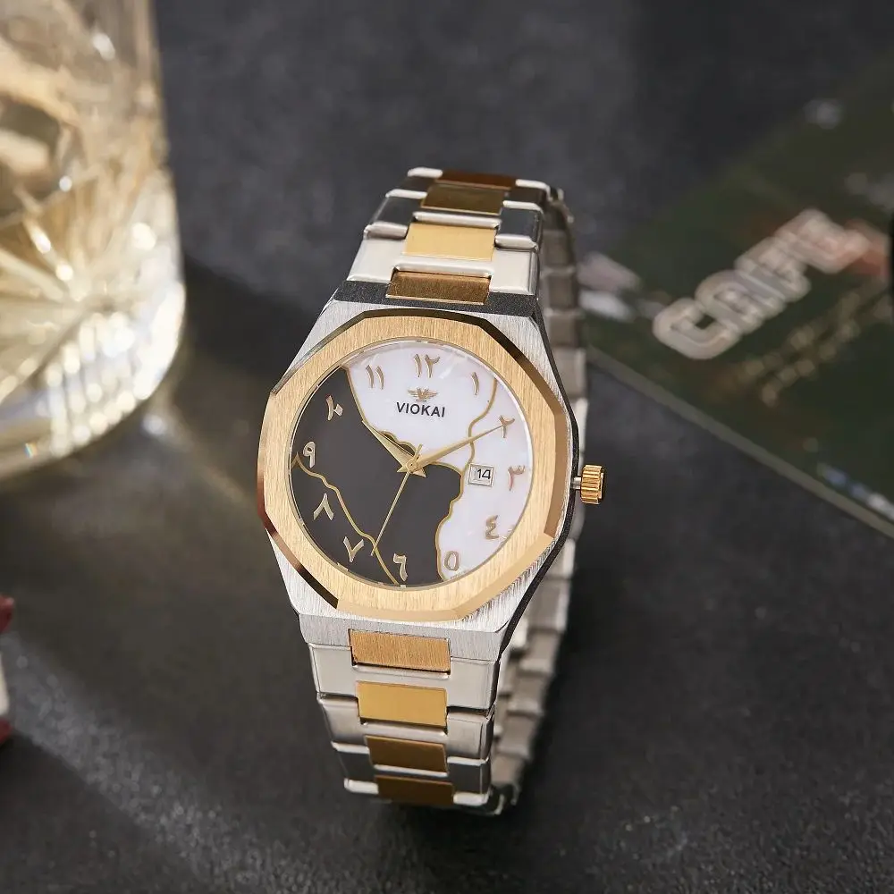 

Модные мужские часы из нержавеющей стали, деловые повседневные арабские мужские кварцевые часы, простые элегантные мужские наручные часы Reloj