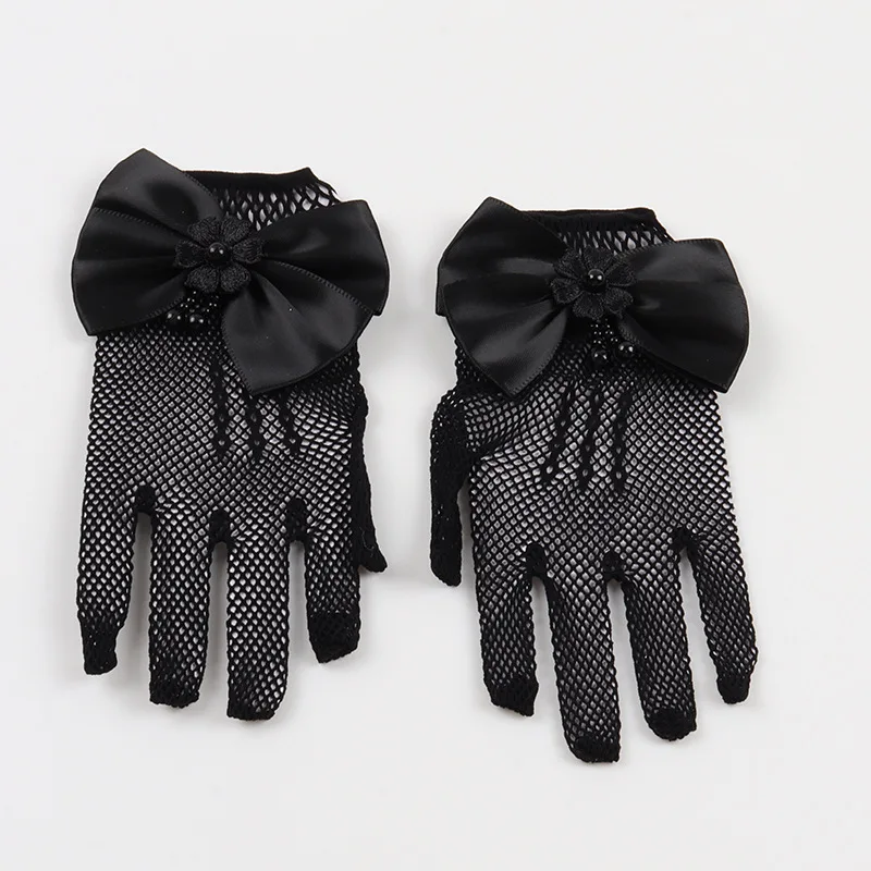 Gants d'été en maille extensible fine, personnalité à la mode, nœud de princesse, Performance de mariée, gants de cérémonie à doigts fendus