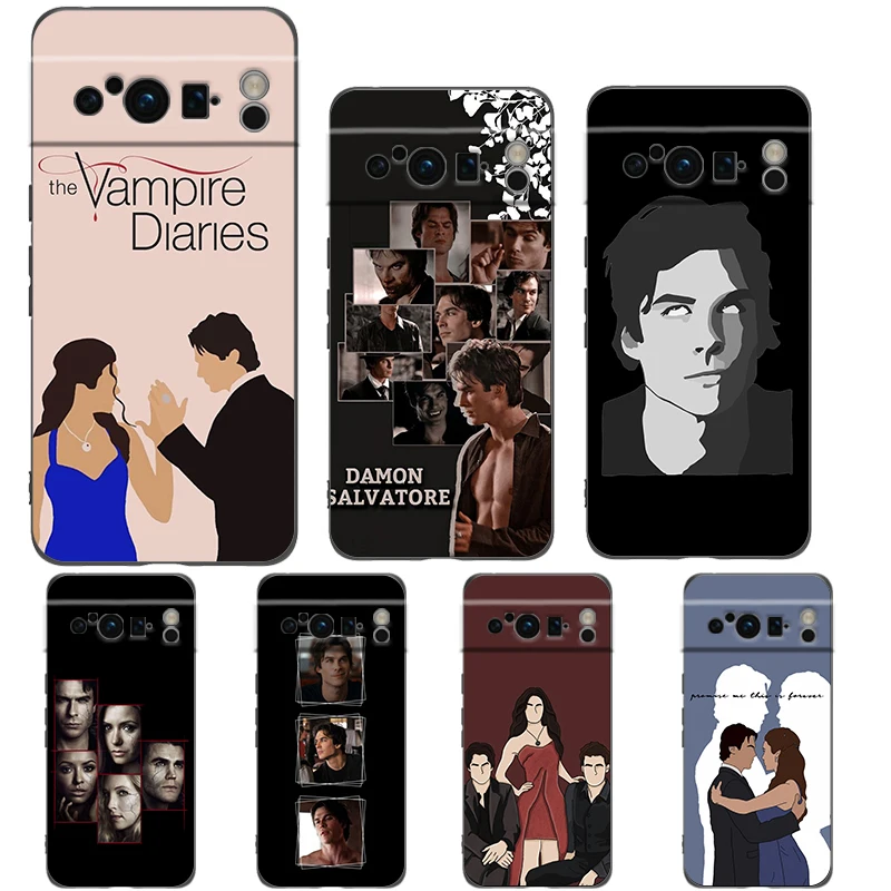 Phone Case For Google Pixel 9 8 8A 7 7A 6 Pro XL 6A 5G Black Soft Shockproof Back Cover TPU Shell The Vampire Diaries Damon