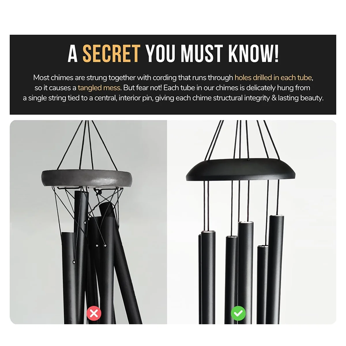 

Wind Chimes for Outside, 3 Replaceable Wind Catchers
