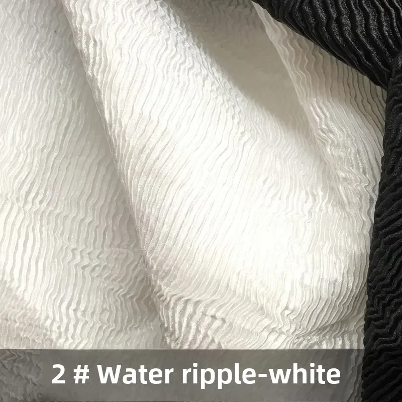 Water Ripple Black White Pleated Fabric Graduation Fashion Designer Creative Fabrics for Diy Sewing Material By Meter