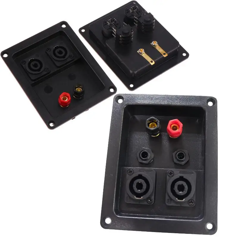 1Pcs Audio Speaker Junction Box XLR Socket Connector Red Black Wiring Terminal Audio Accessories Cable Clamp 4/6 Hole