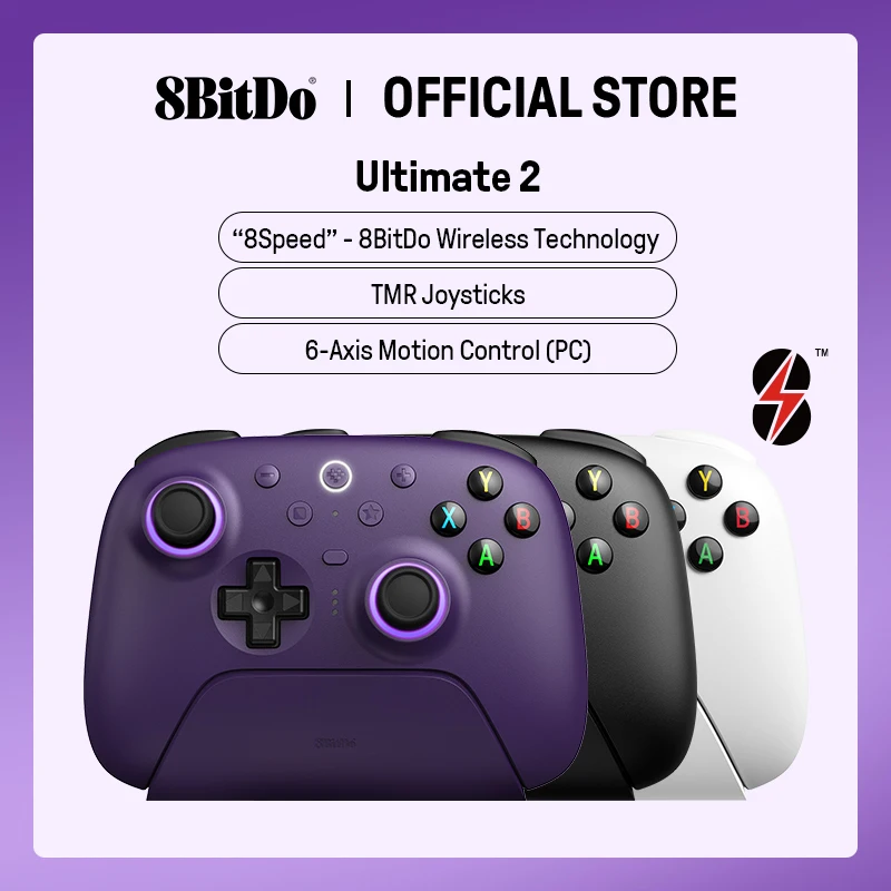 8BitDo Ultimate 2 ワイヤレス ゲーム コントローラー PC & Android 用 TMR ジョイスティック、切り替え可能なトリガー、モーション コントロール、8 スピード付き