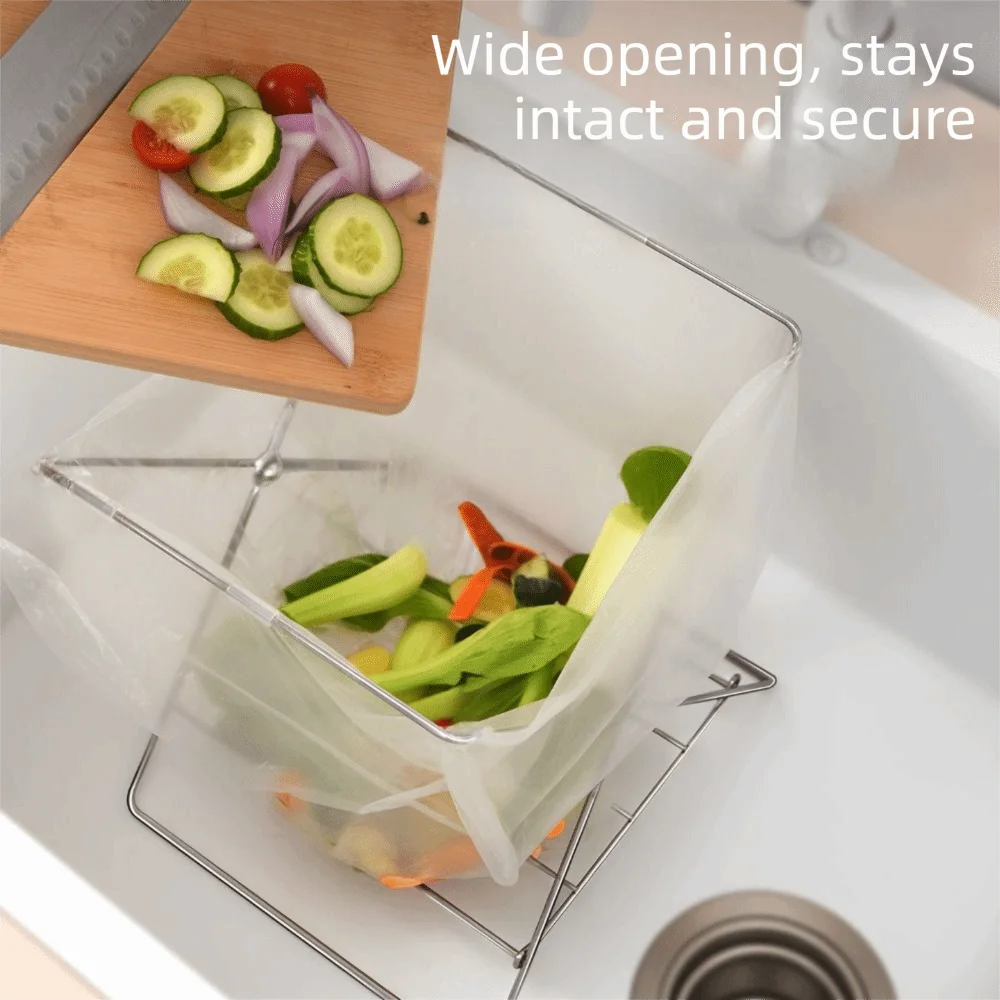 Portable Compact Trash Bag Holder Foldable Stable Garbage Bag Bracket Multifunctional Wide Opening Trash Bag Stand Barbecue