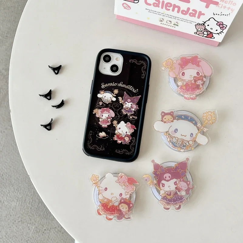 Sanrio Hello Kitty Melody Kuromi Pochacco Magnetic Bracket Magsafe Wireless Charge Phone Case For iPhone 15 14 13 Pro Max Cover