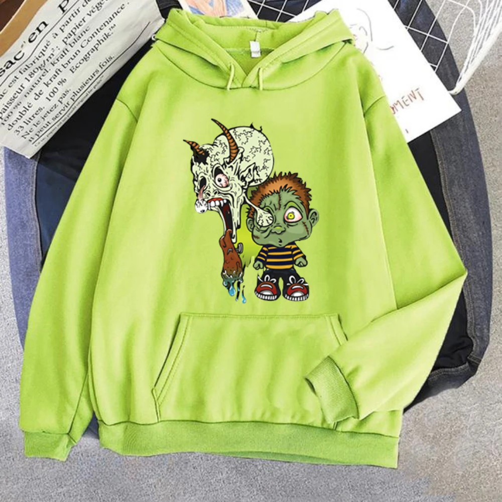 Green Monster Zombie Kid Cartoon Hoodie Ropa de mujer moda y2k kobiety mężczyźni odzież zimowa bluzy Kawaii kpop streetwear bluza z kapturem