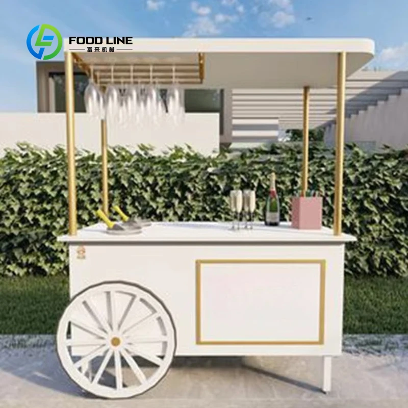 

Customized Factory Electric Cold Drink ice cream Cart Custom Design Beverage Cart with Wheels for Business Hand-pushed design