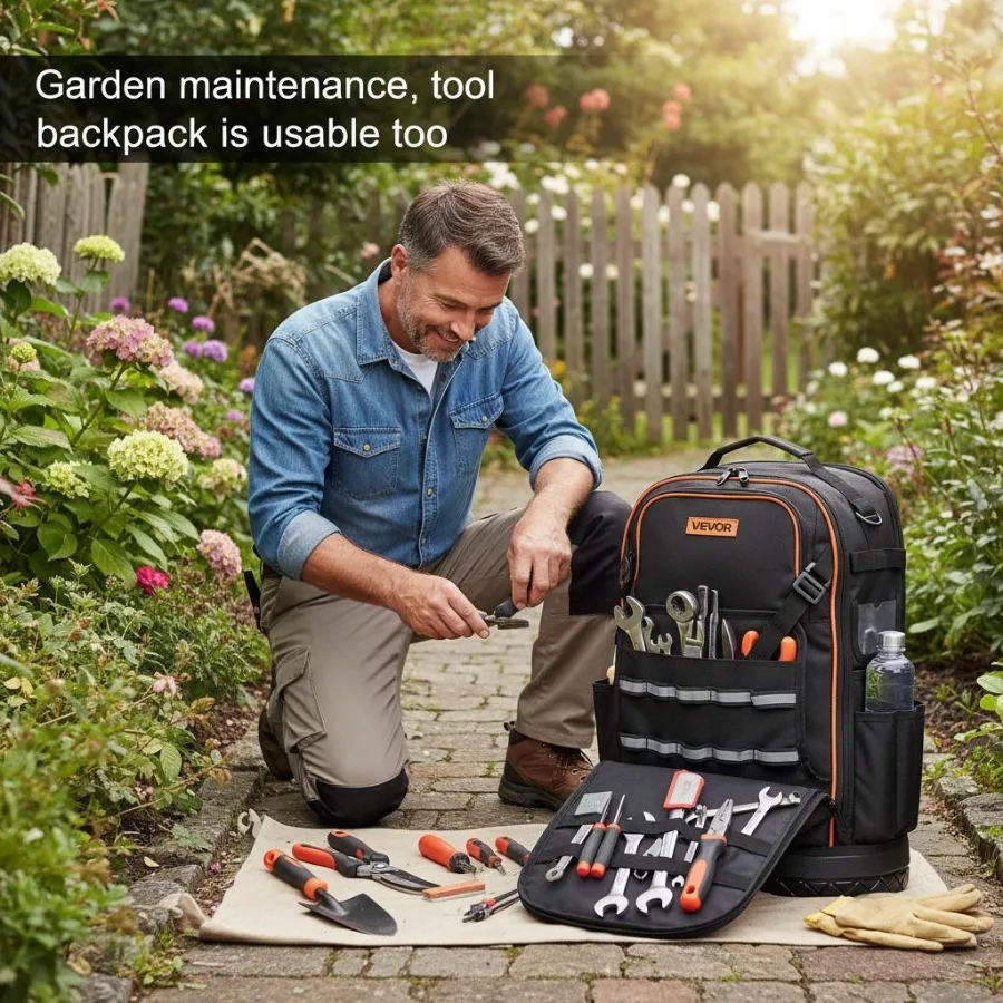 

Рюкзак для инструментов 18 дюймов для строительных площадок, мастерских, центров технического обслуживания, 65 карманов, сверхпрочный, для хранения