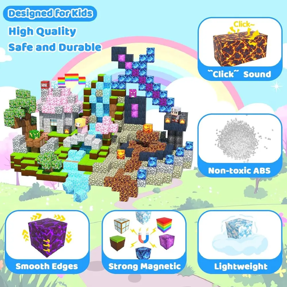 Magnetyczne klocki edukacyjne STEM dla dzieci w wieku 3-12 lat, zabawki magnetyczne sensoryczne dla chłopców i dziewcząt