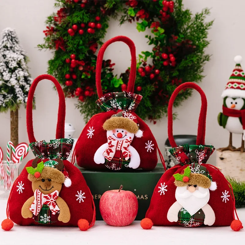 Velvet Christmas Gifts Candy Bags Santa Sack Decoration 2025 Stocking Fillers Kids New Year Sweets Ornaments Trend 2024 Festive