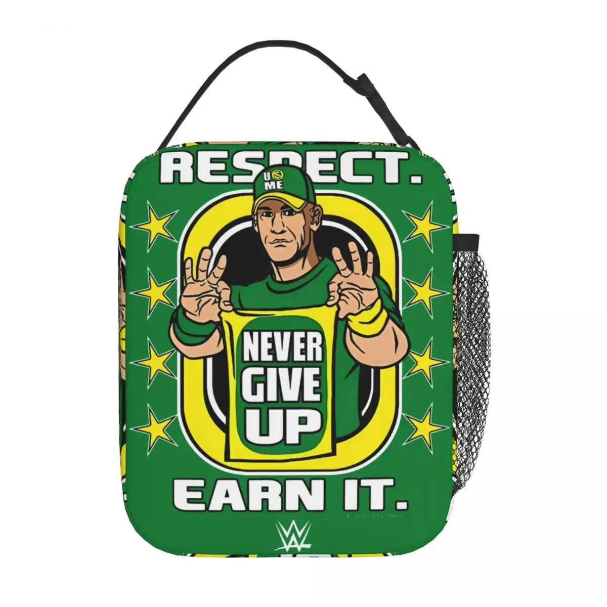 WWE John Cena Printed Lunch Bag Respect Earn It Cartoon Wrestler Storage Food Box High Capacity Camping School Thermal Bag