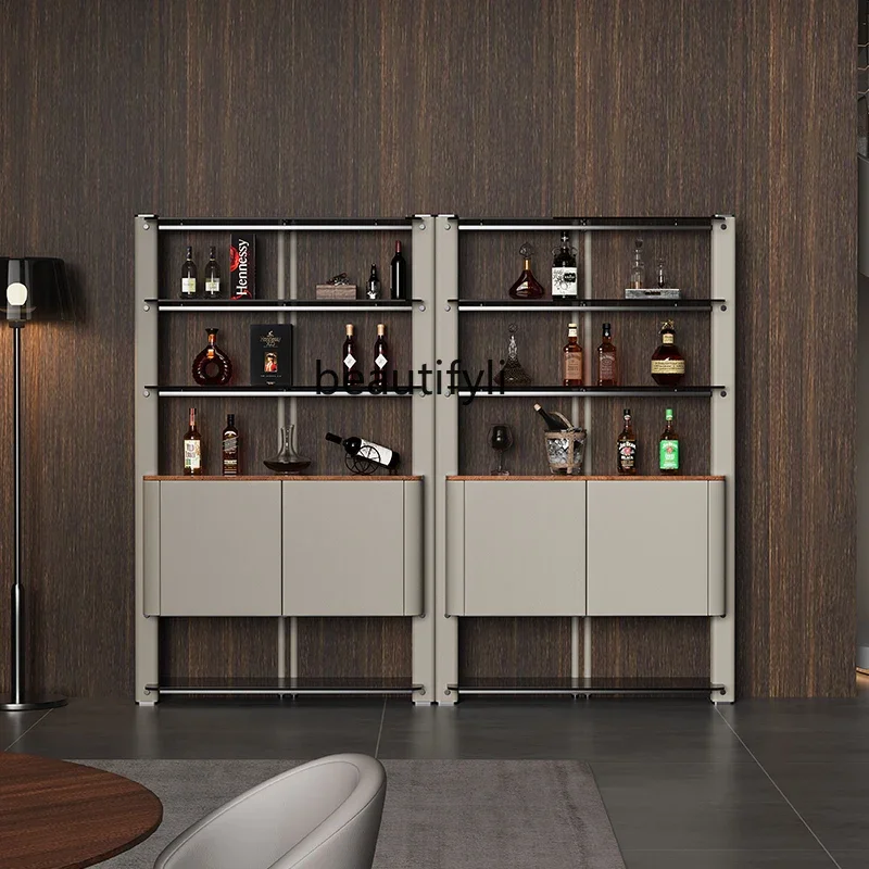 

xz1Minimalist light luxury wine cabinet leather veneer display cabinet bookshelf designer furniture