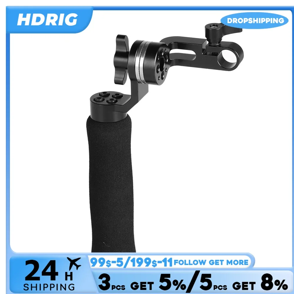 HDRIG Single Handgrip (Sponge Covered) With M6 ARRI Rosette Mount Connection & 15mm Rod Clamp Adapter