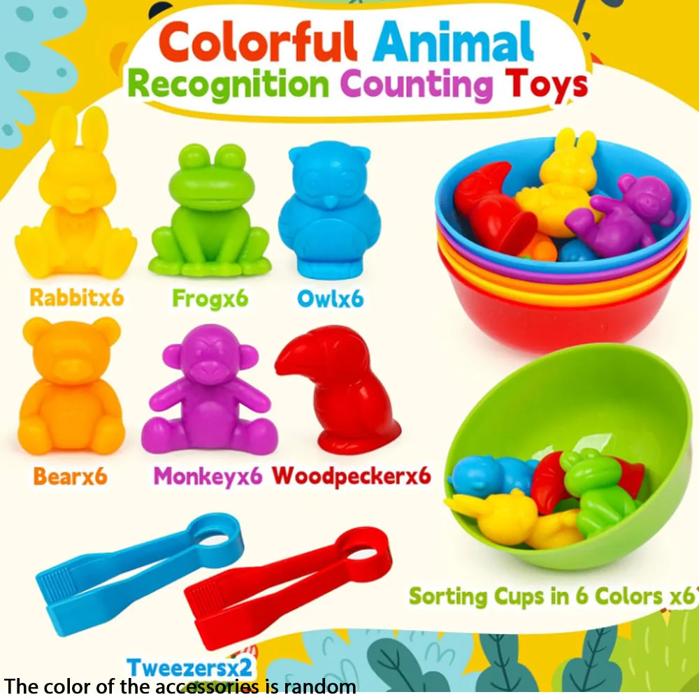 Zählendes Tierspielzeug, passendes Spiel mit Sortierschale, mathematische Farbklassifizierung, Geschenk, geeignet für Kinder ab 3 Jahren