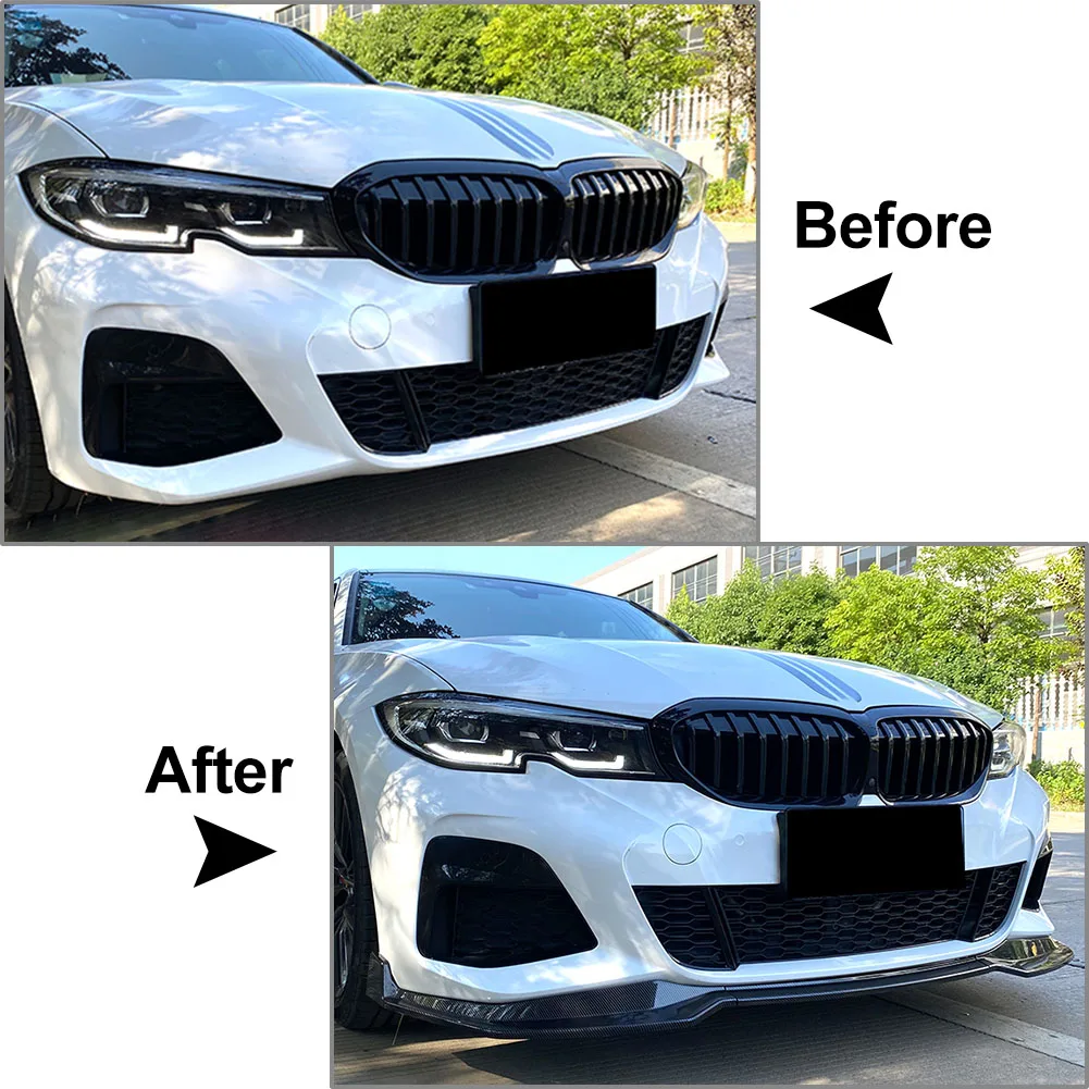 Car Front Bumper Lip Spoiler Splitters Trim Protector For BMW 3 Series G20 M Pack 330i 320i 2019 2020 2021 2022