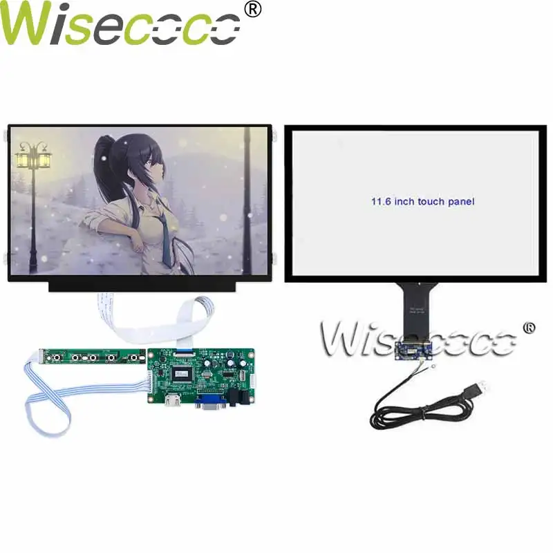 

IPS LCD Display 11.6 Inch 1366*768 Screen Capacitive Touch Panel VGA Earphone Driver Board Raspberry PI Wisecoco