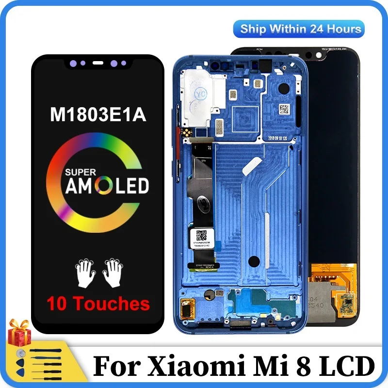 

Go 6.21" Original For xiaomi Mi 8 LCD Display Digitizer Assembly For Xiaomi 8 Display Touch Screen M1803E1A Mi 8 LCD