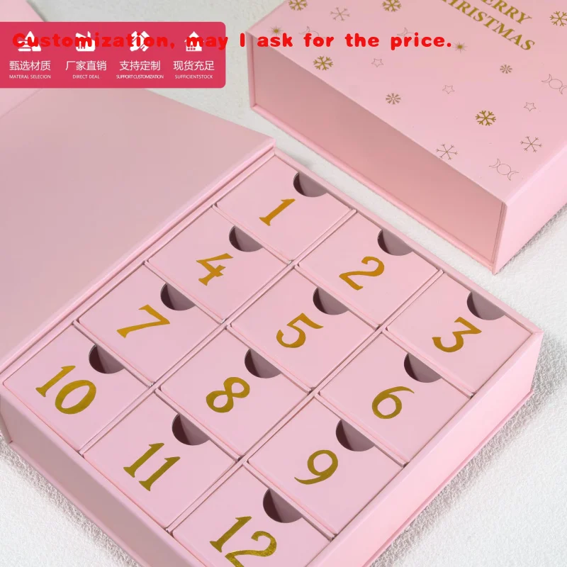 custom.Skin Care Box Packaging Cosmetic Makeup Blind Luxury Chocolate Perfume Packing Box 12 Day Advent Calendar Box