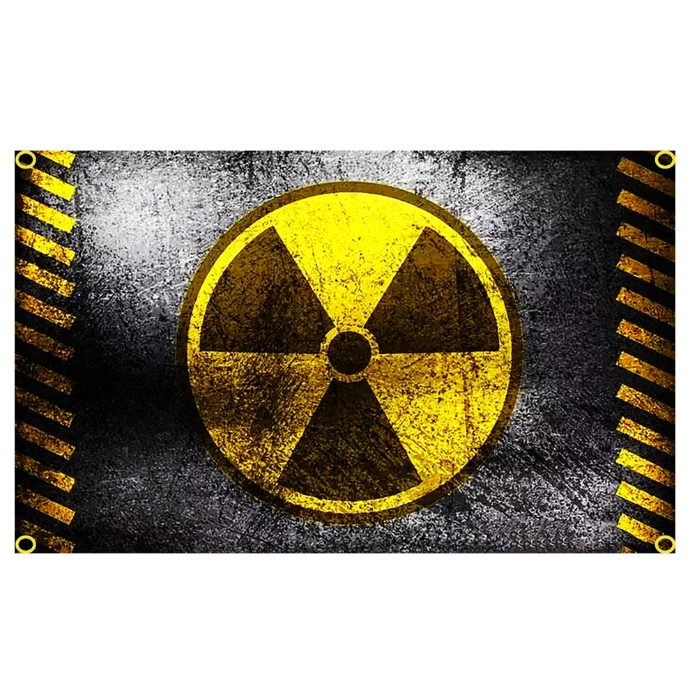 Digitally printed nuclear radiation hazard warning flag Radiation Flag with Nuclear art movement banner