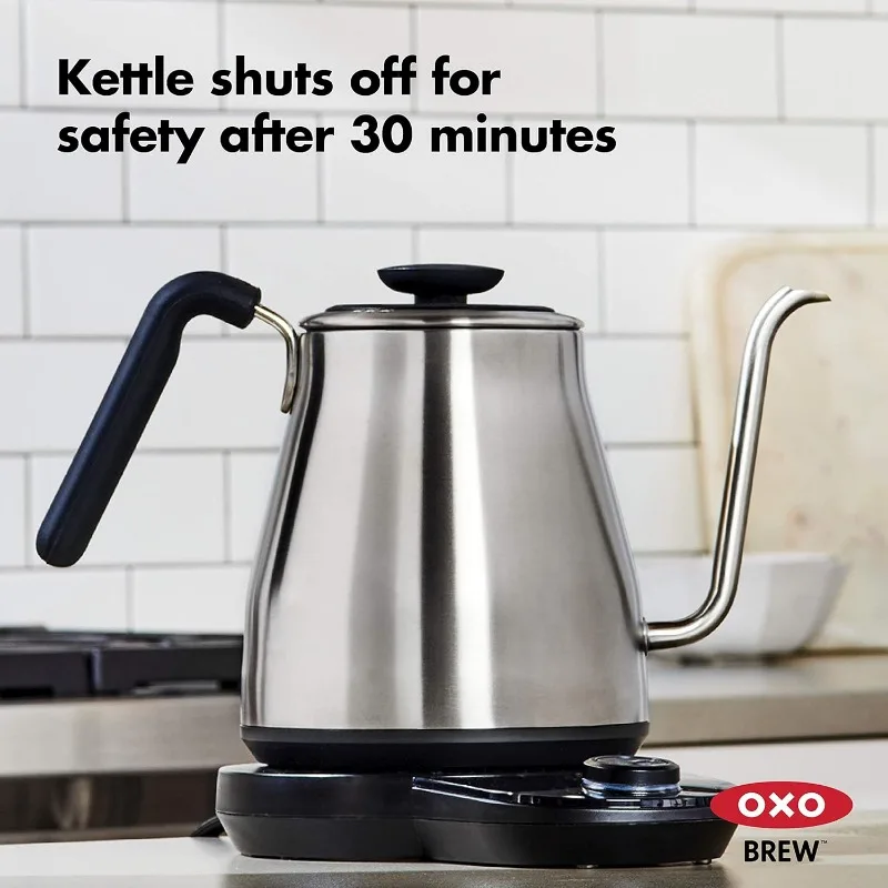 OXO Brew Gooseneck Electric Kettle – Hot Water Kettle, Pour Over Coffee & Tea Kettle, Adjustable Temperature,Built-In Brew Timer