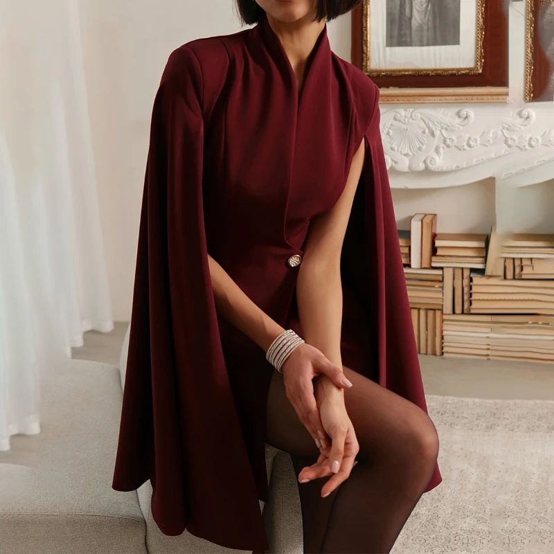 2025 Elegant and Slim Fit Hot Selling New Irregular Cut Waist Cinching Suit Cloak for Women