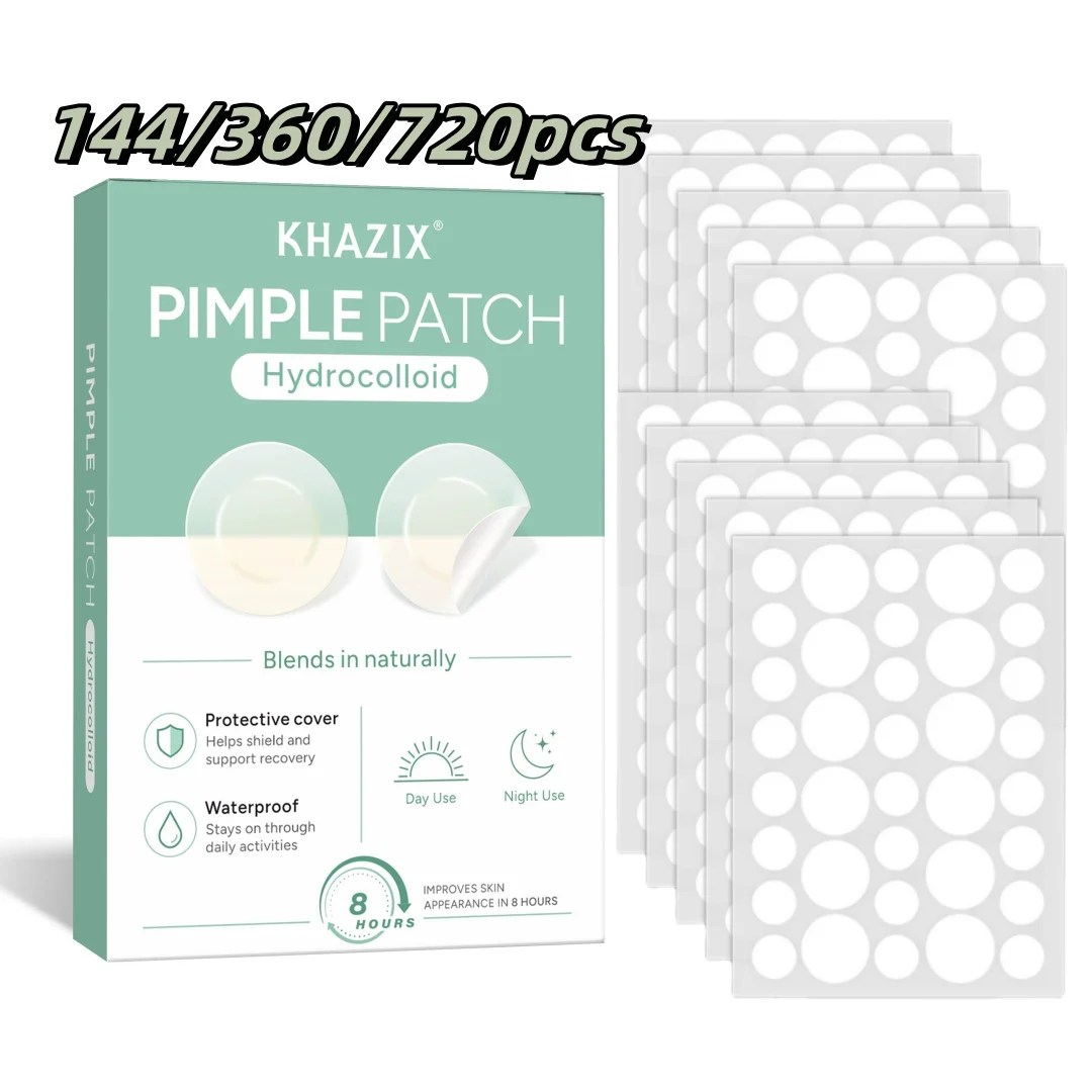 KHAZIX 144/360PCS Hydrocolloid Pimple Patches, Invisible Blemish Covers, Ultra-Thin Breathable Waterproof Face Stickers