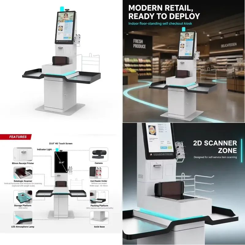 for MAKEN KR-2400 23.8 Inch Touch Screen Self Service Checkout Kiosk for Supermarket Retail Store