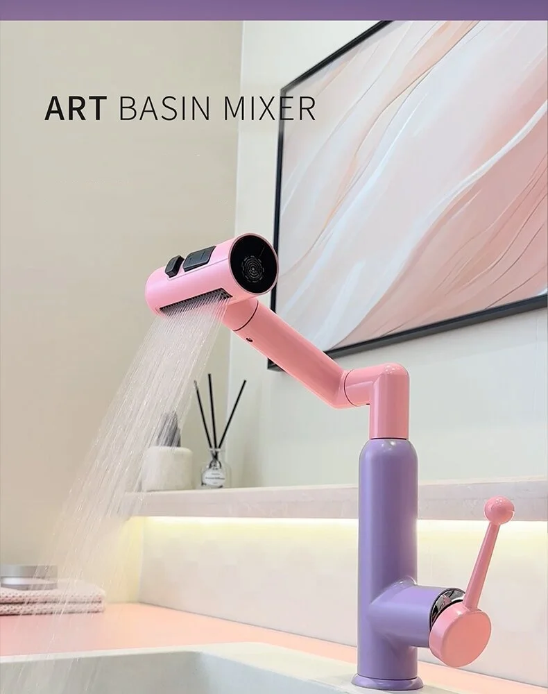 Colorful Basin Faucets Bathroom Sink Mixer Hot Cold Single Handle Multi function Lavatory Crane Water Taps Black/Chrome Sink Tap