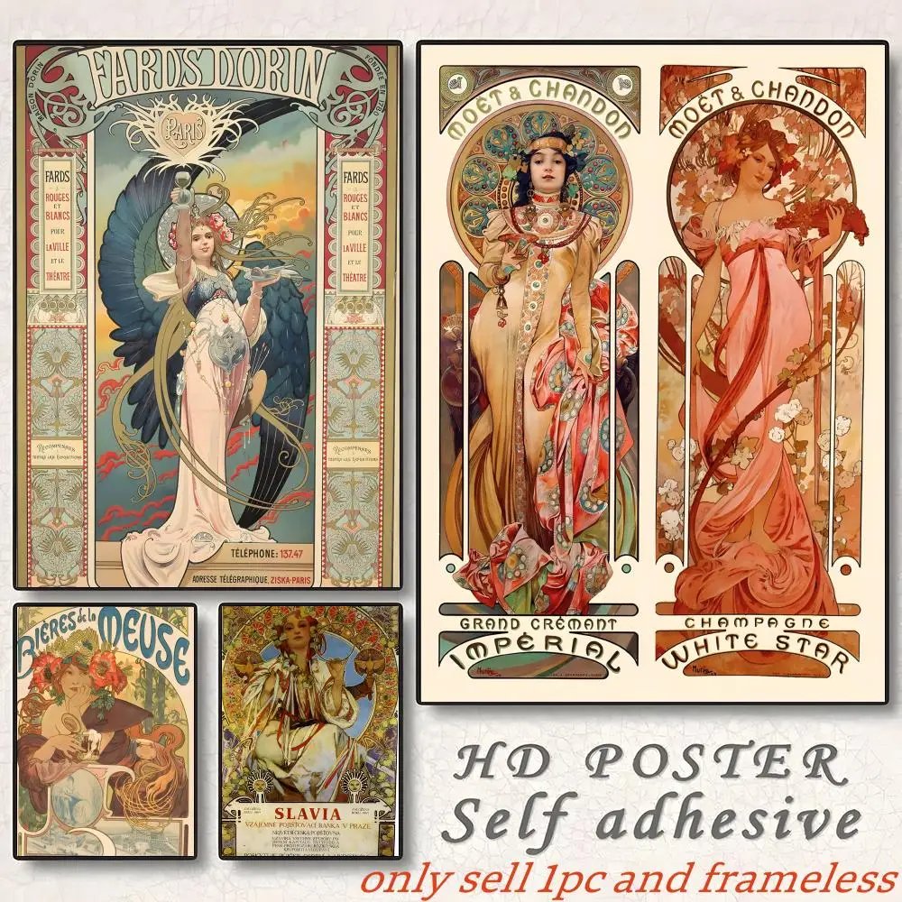Curve Art Famous Painter Alphose Mucha-CYF Poster Gift with prints Home bedroom living room decoration promotion and display