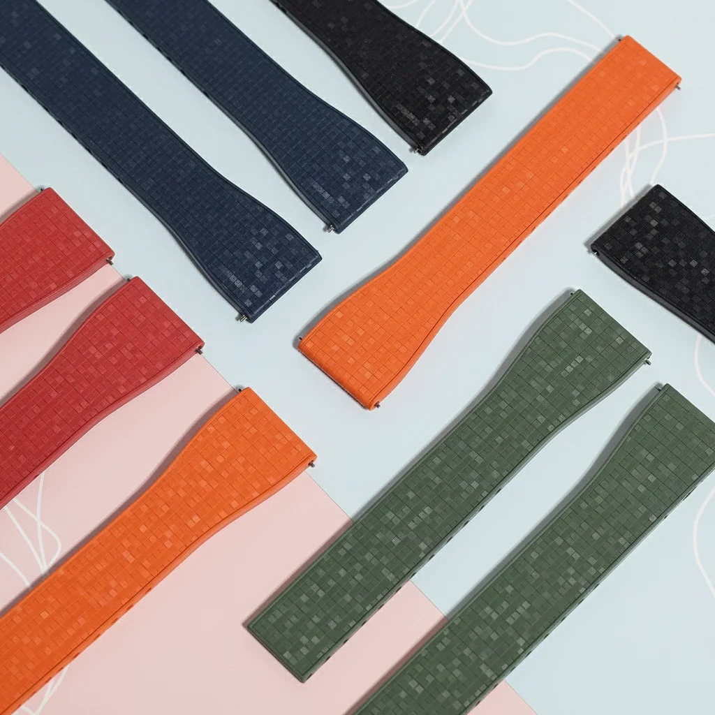 Mosaic CTS Watch Strap 20mm 21mm 22mm Quick Release Spring Clasp Buckle Diver For Rolex Daytona Cartier FKM Rubber Watch Bands