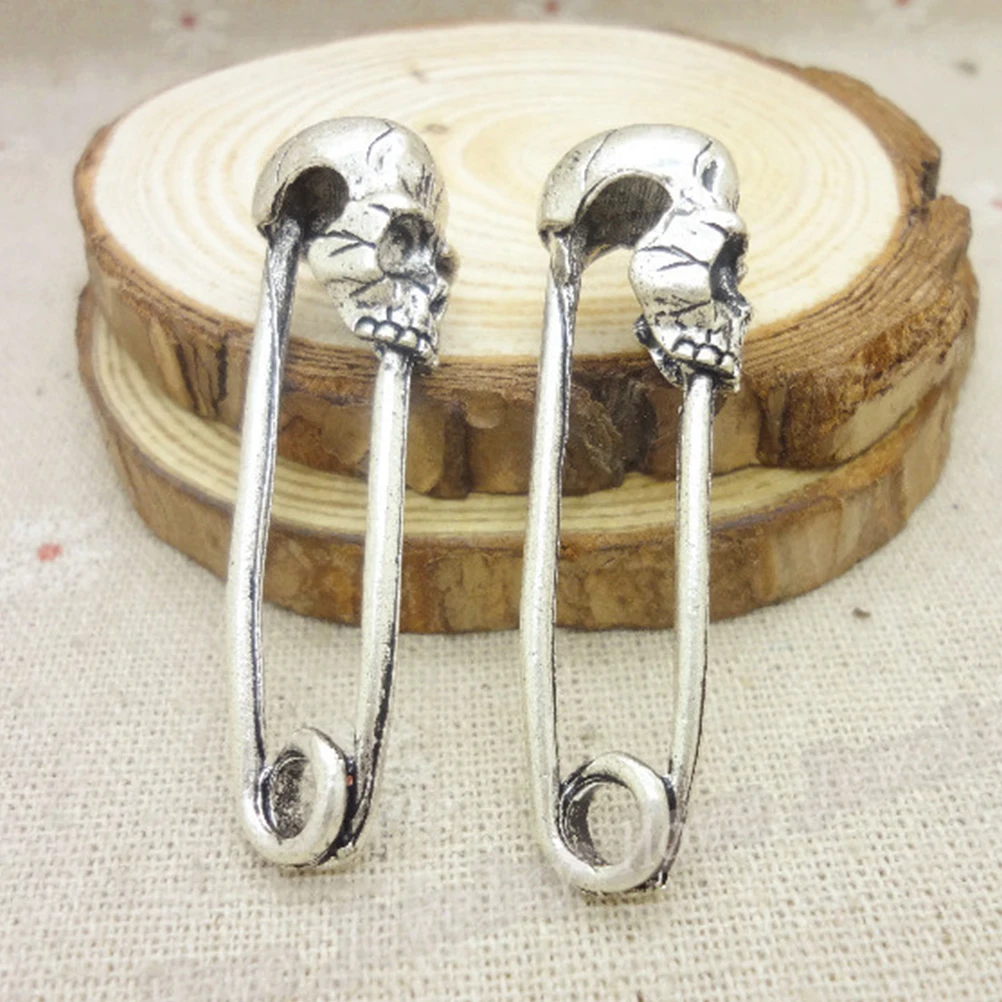 

20pcs Skull Safety Pins Vintage Alloy Decor Retro Punk Clothes Brooches Gothic Bronze Silver Sewing Crafting Supplies