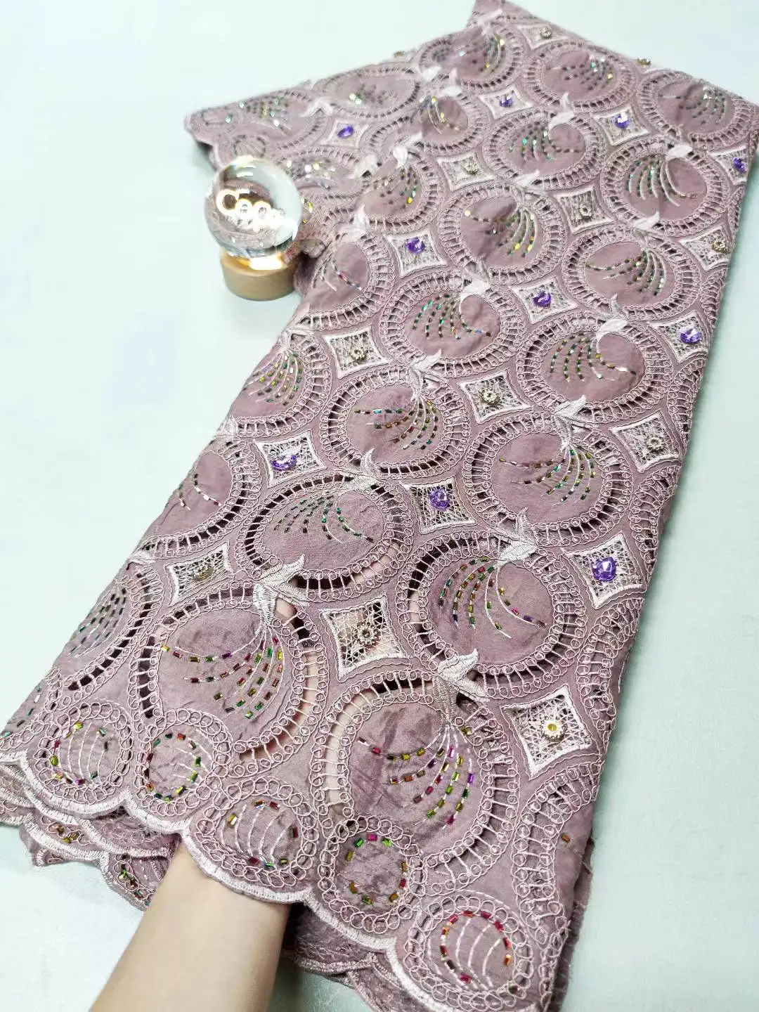 

2025 Nigerian High-Quality Tulle Lace Fabric for Sewing Wedding Party Dress Chiffon Guipure Embroidery Cotton 5Yard XL116