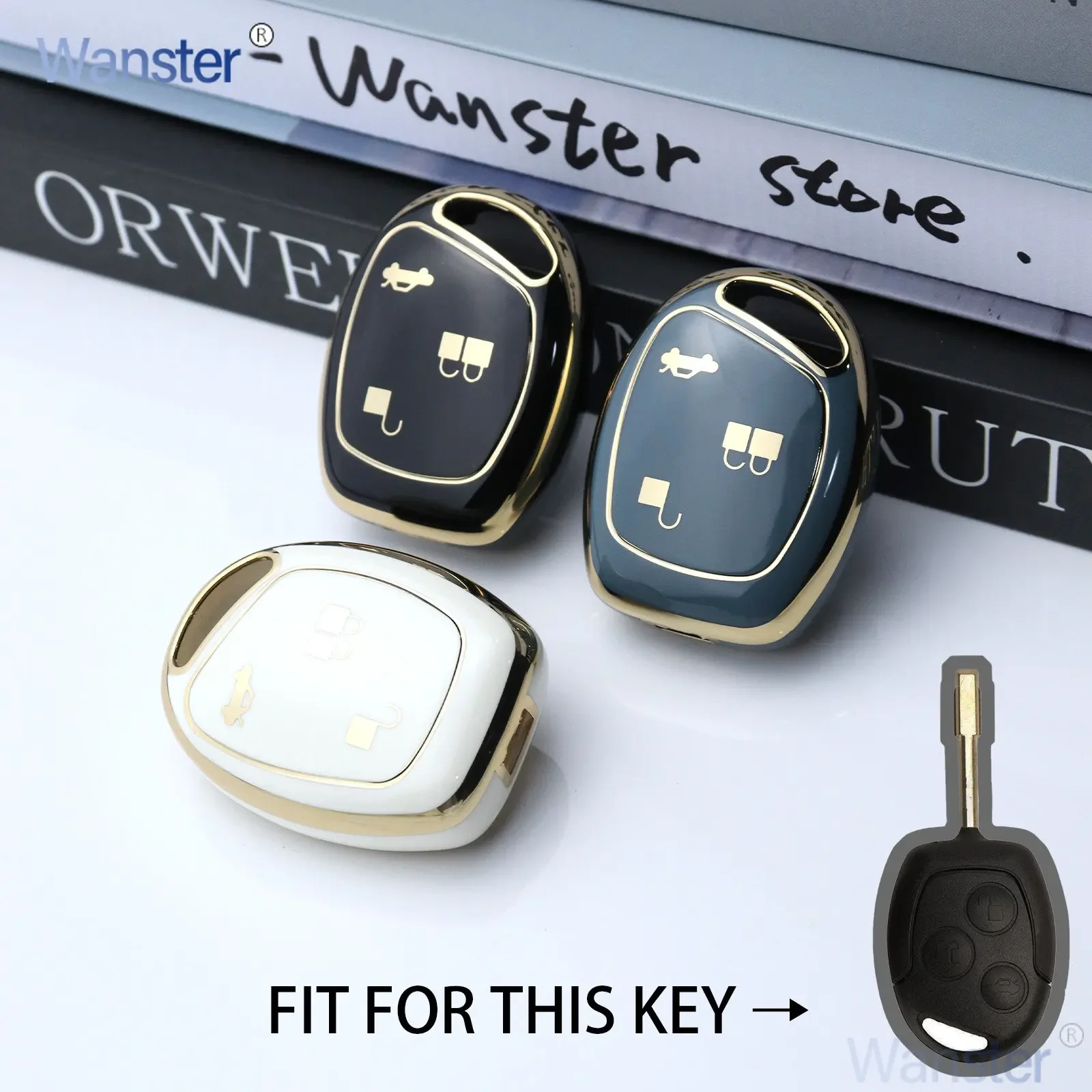 3 Bottons Tpu Car Key Case Cover Shell Keychian for Old Ford Mondeo Focus Fusion Fiesta Galaxy Transit Accessories