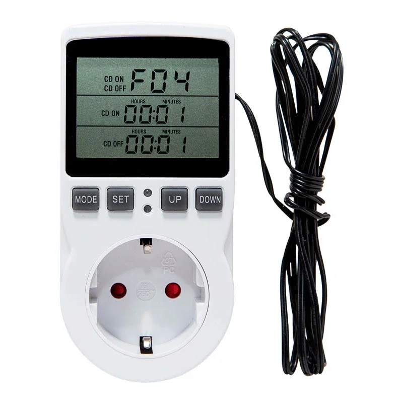 EU/US/FR/UK EU/US/FR/UK Smart Thermostat Outlet, Digital Temperature Controller Socket with Timer & Sensor for Heating/Cooling